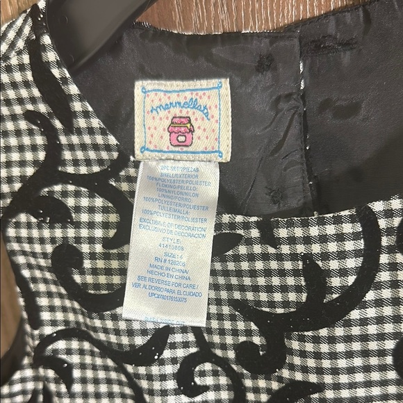 Marmellata Girls Dress Party Holiday Gingham Black Velvet‎ Rose Size 6 - Picture 3 of 8